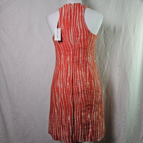 Milly Zebra Jacquard Womens Dress Sz 0 Persimmon Raceback Knee Length - Picture 6 of 15